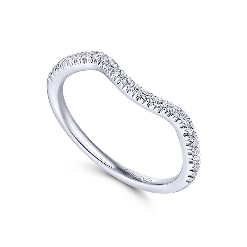 Gabriel & Co. 14k White Gold Contemporary Curved Wedding Band