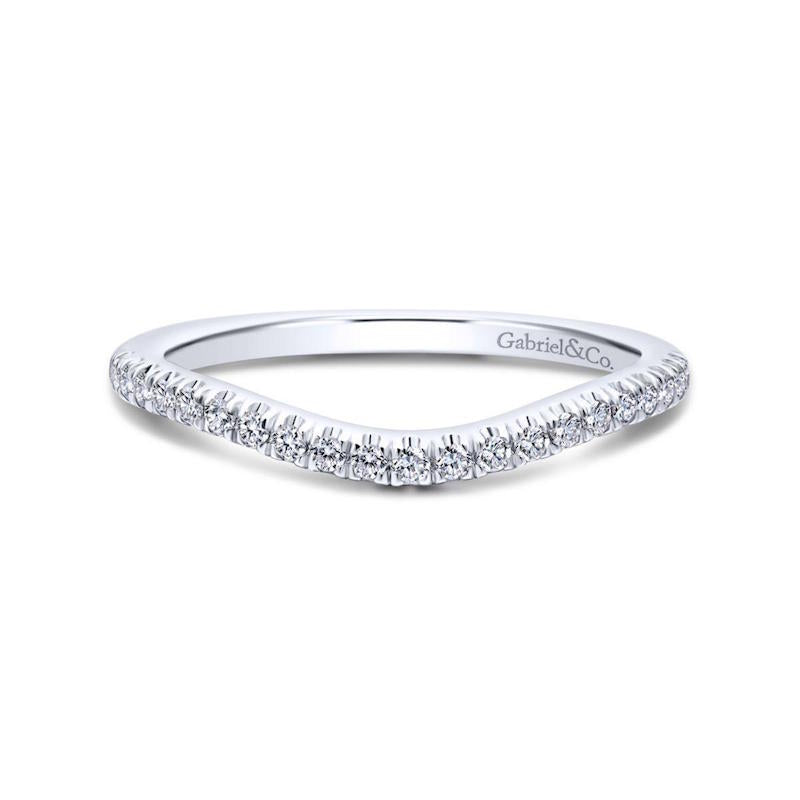 Gabriel & Co. 14k White Gold Contemporary Curved Wedding Band