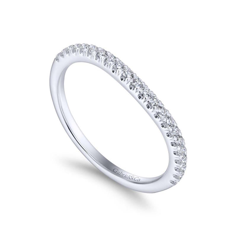 Gabriel & Co. 14k White Gold Contemporary Curved Wedding Band