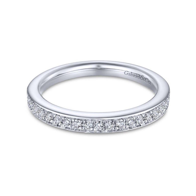 Gabriel & Co. 14k White Gold Contemporary Curved Wedding Band