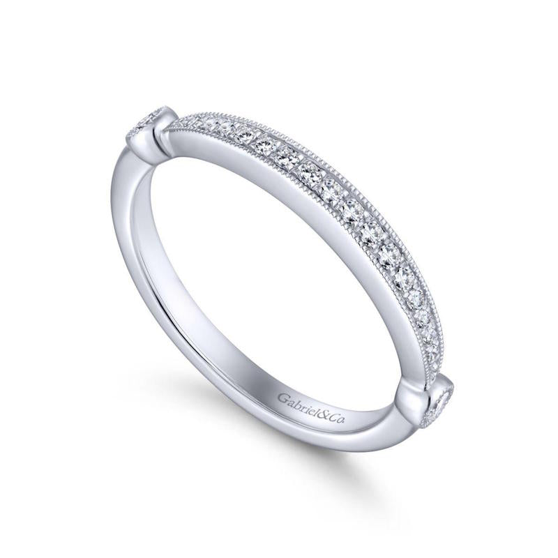 Gabriel & Co. 14k White Gold Contemporary Diamond Wedding Band