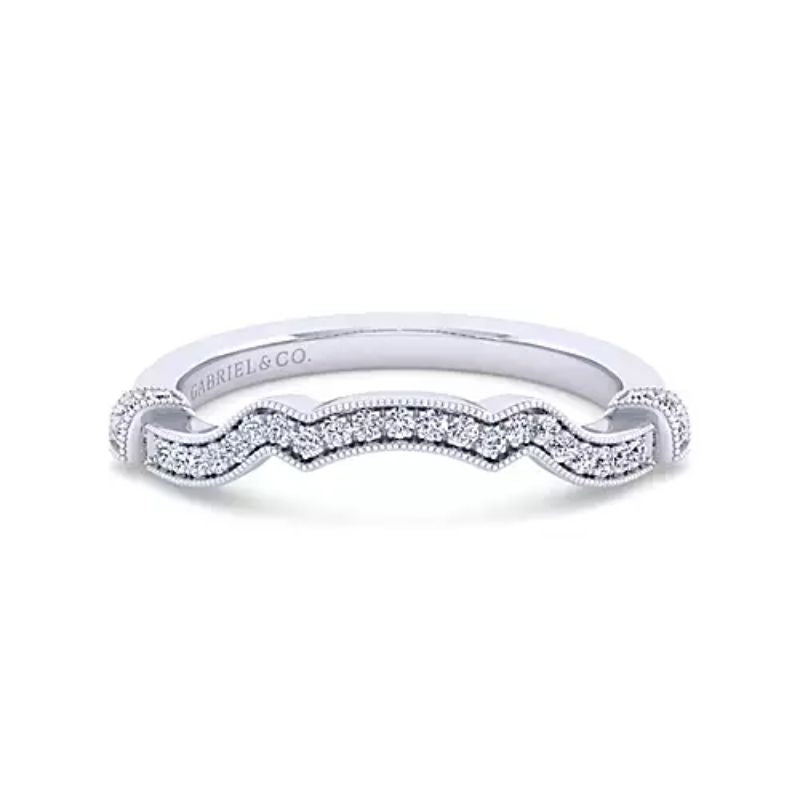 Gabriel & Co. 14K White Gold Victorian Curved Wedding Band