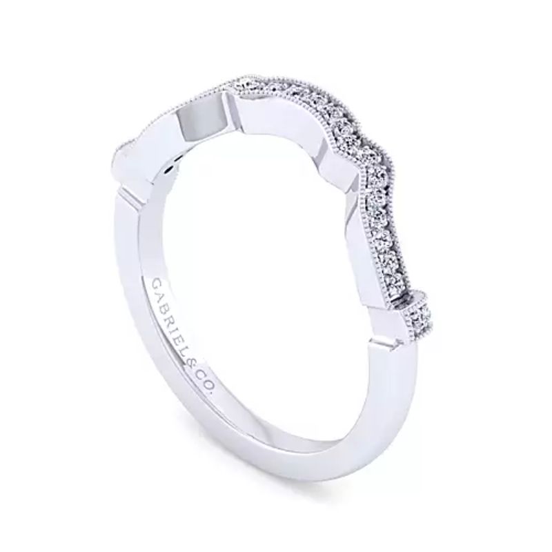 Gabriel & Co. 14K White Gold Victorian Curved Wedding Band