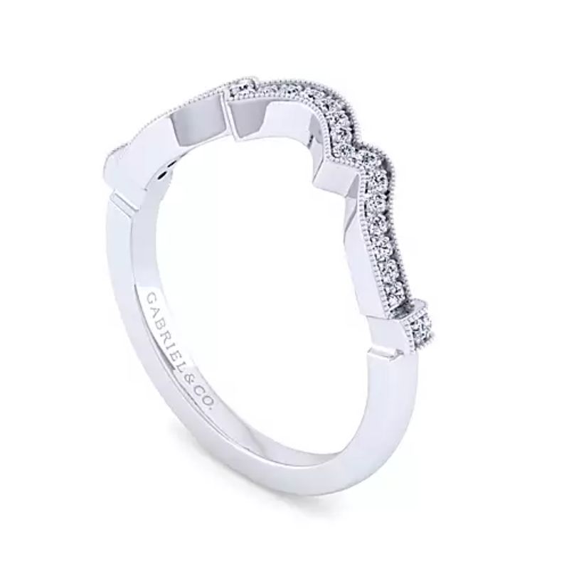 Gabriel & Co. 14K White Gold Victorian Curved Wedding Band