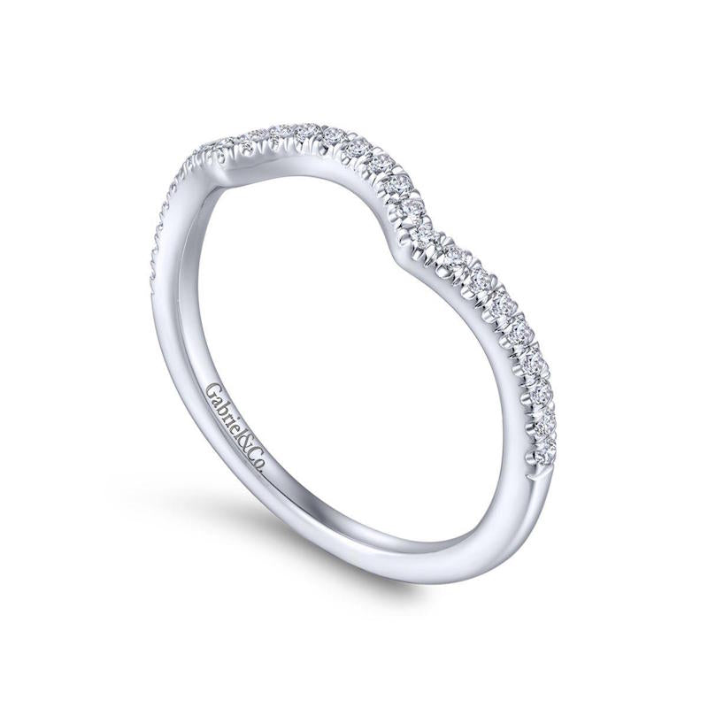 Gabriel & Co. 14k White Gold Contemporary Curved Wedding Band