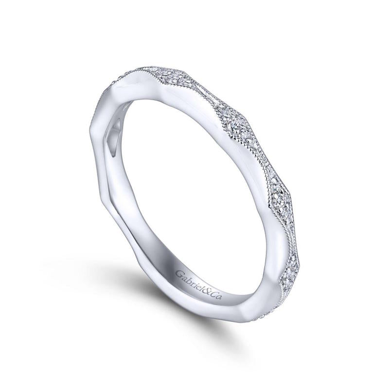 Gabriel & Co. 14k White Gold Victorian Diamond Wedding Band