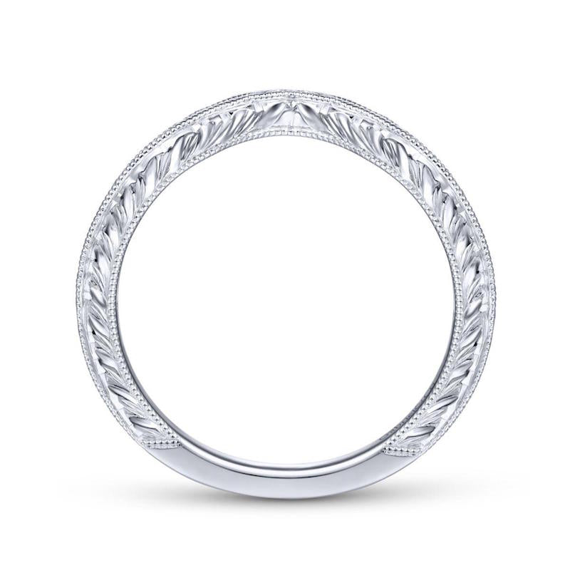 Gabriel & Co. 14k White Gold Victorian Curved Wedding Band