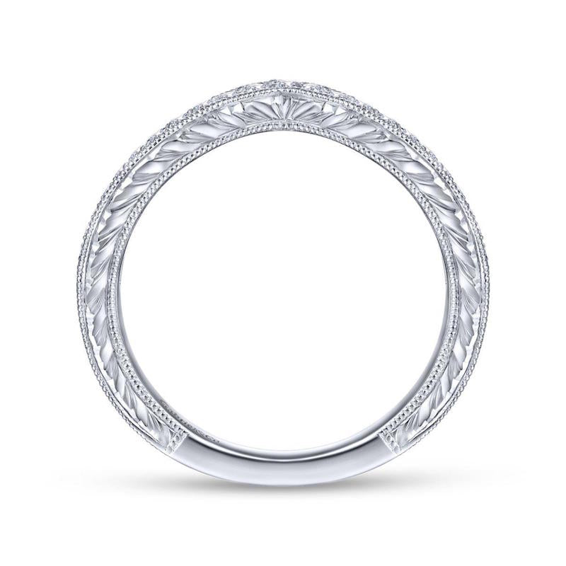 Gabriel & Co. 14k White Gold Contemporary Curved Wedding Band