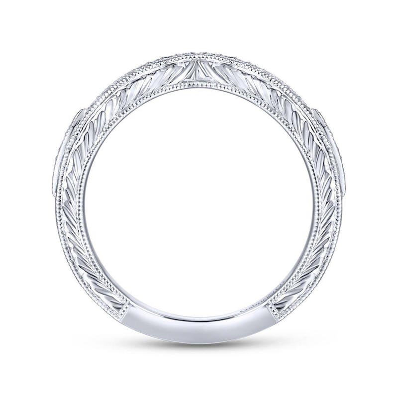 Gabriel & Co. 14k White Gold Victorian Curved Wedding Band