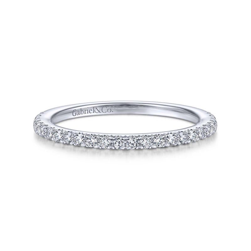 Gabriel & Co. 14k White Gold Contemporary Curved Wedding Band