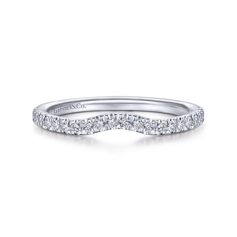 Gabriel & Co. 14k White Gold Contemporary Curved Wedding Band