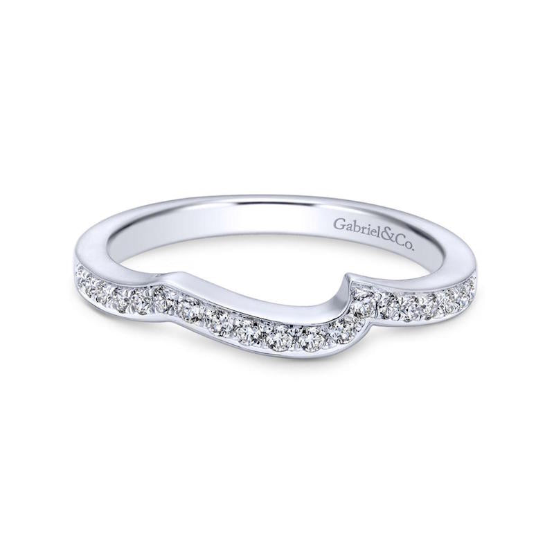 Gabriel & Co. 14k White Gold Contemporary Curved Wedding Band