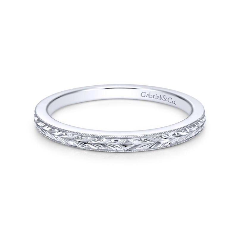 Gabriel & Co. 14k White Gold Victorian Wedding Band