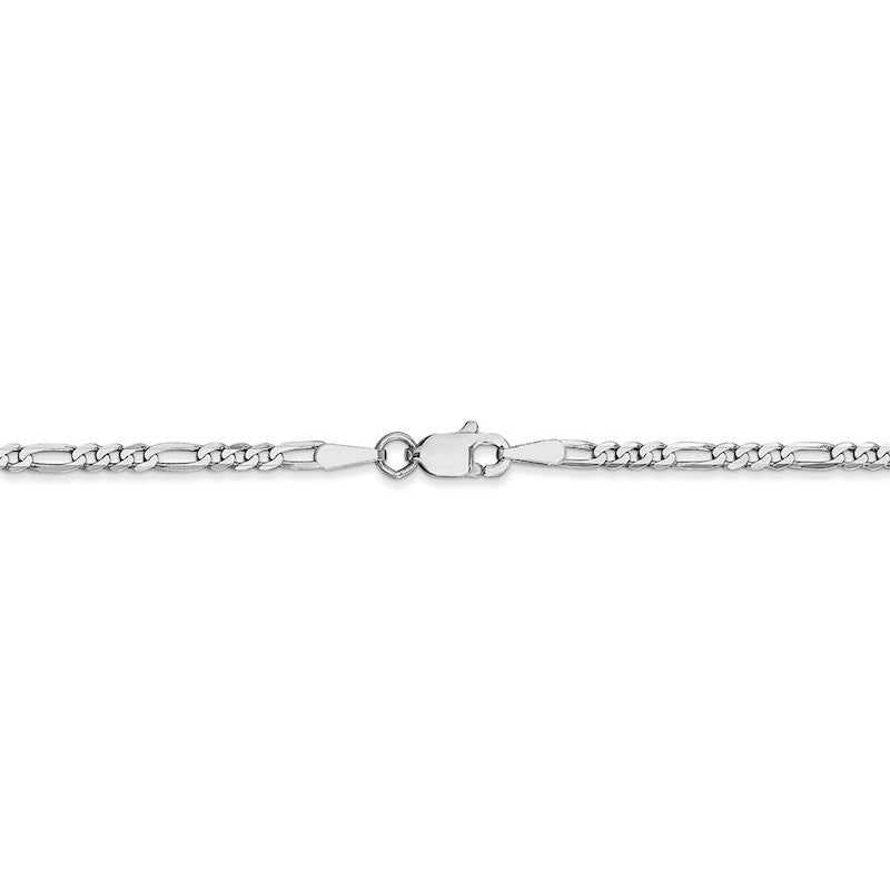 Quality Gold 14k White Gold 2.25mm Flat Figaro Chain Anklet