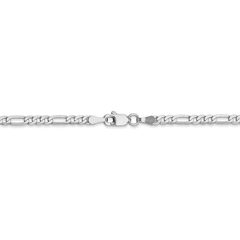 Quality Gold 14k White Gold 2.75mm Flat Figaro Chain Anklet