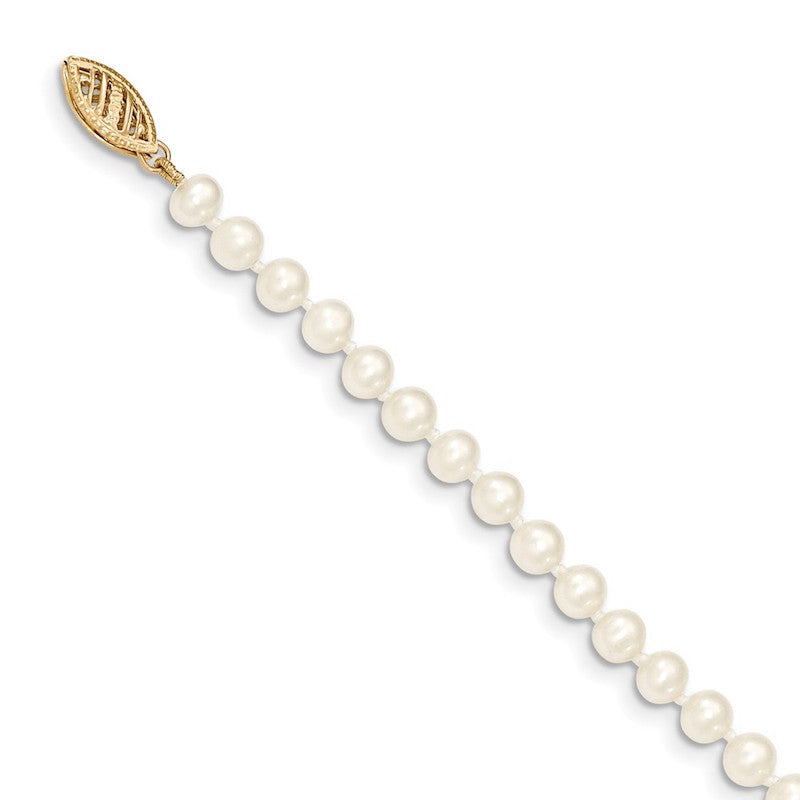 Quality Gold 14k White Near Round Freshwater Cultured Pearl Bracelet