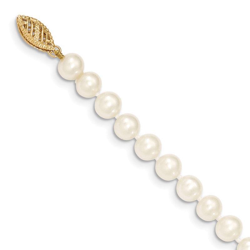 Quality Gold 14k White Near Round Freshwater Cultured Pearl Bracelet
