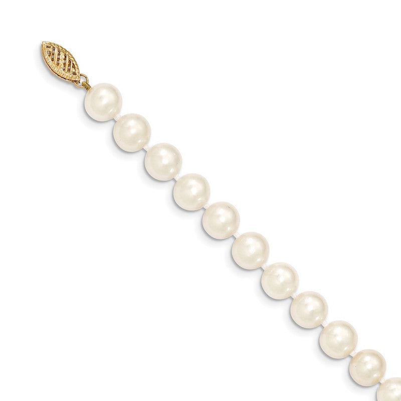 Quality Gold 14k White Near Round Freshwater Cultured Pearl Bracelet