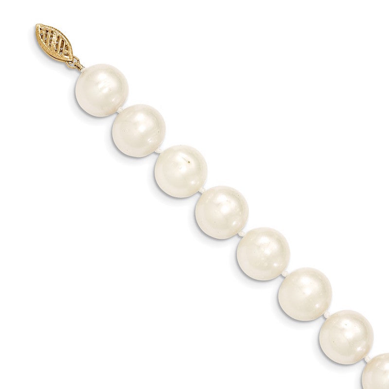 Quality Gold 14k White Near Round Freshwater Cultured Pearl Bracelet