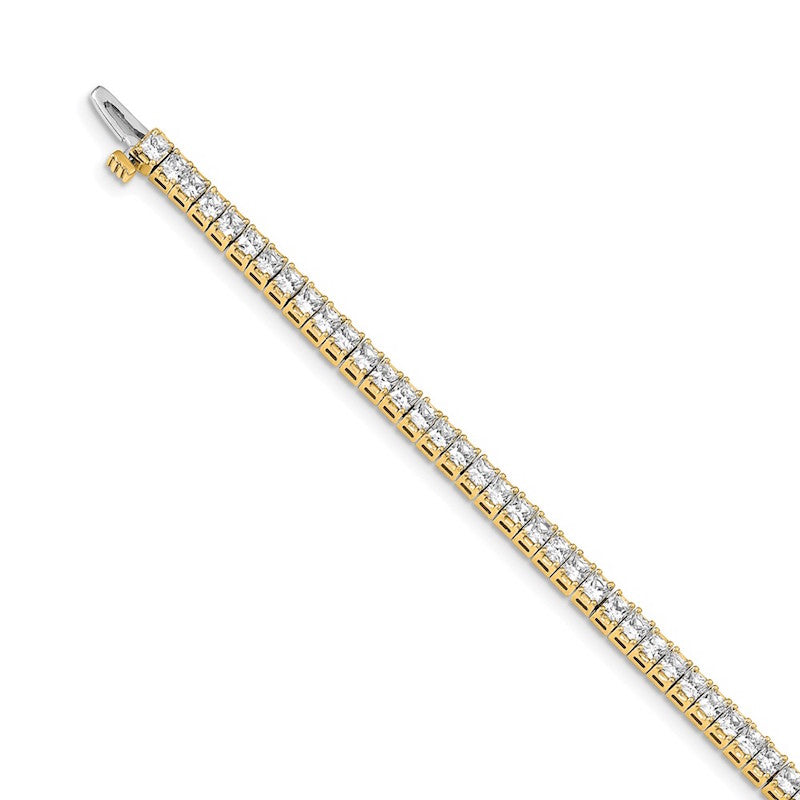 Quality Gold 14k Yellow Gold 2.25mm Princess 5ct Diamond Tennis Bracelet