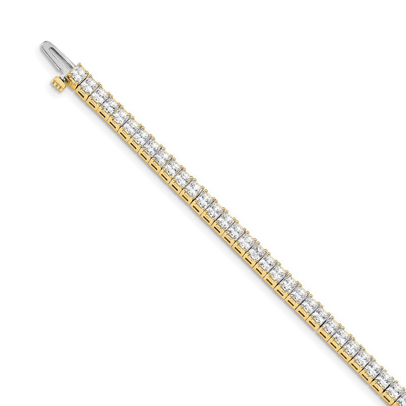 Quality Gold 14k Yellow Gold 2.5mm Princess 6.6ct Diamond Tennis Bracelet