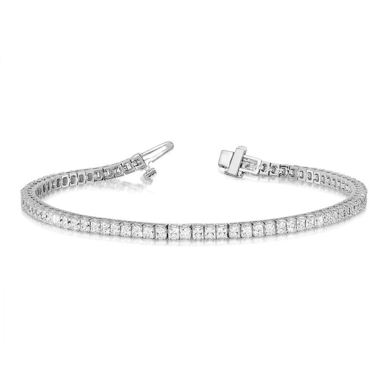 Quality Gold 14k White Gold 2.5mm Princess 6.6ct Diamond Tennis Bracelet