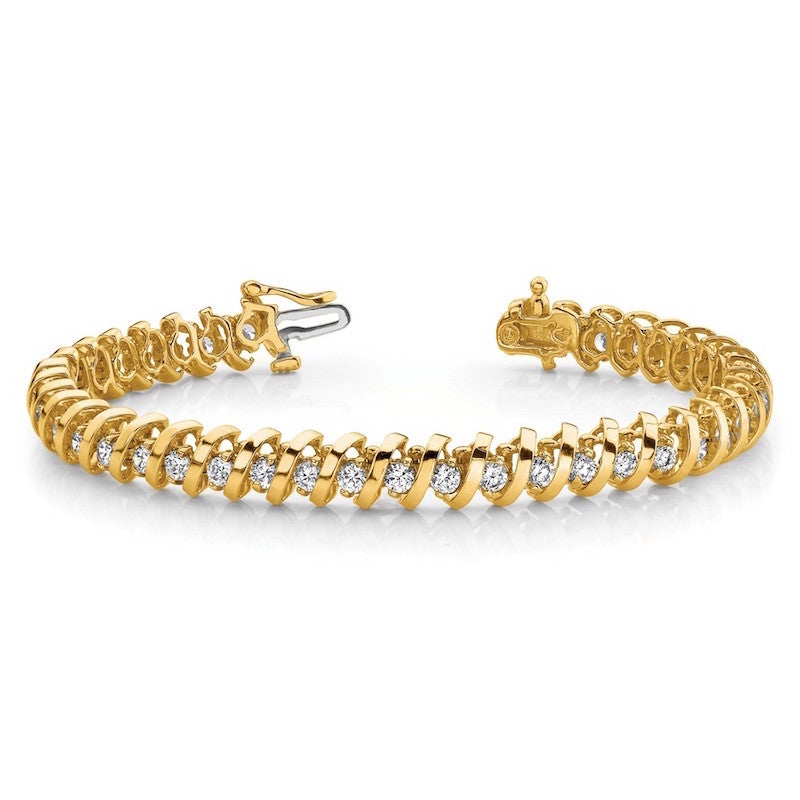 Quality Gold 14k Yellow Gold AAA Diamond Tennis Bracelet