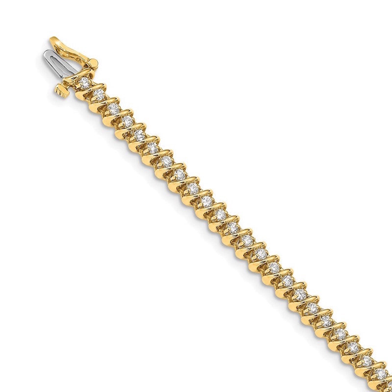 Quality Gold 14k Yellow Gold 2.1mm Diamond Tennis Bracelet