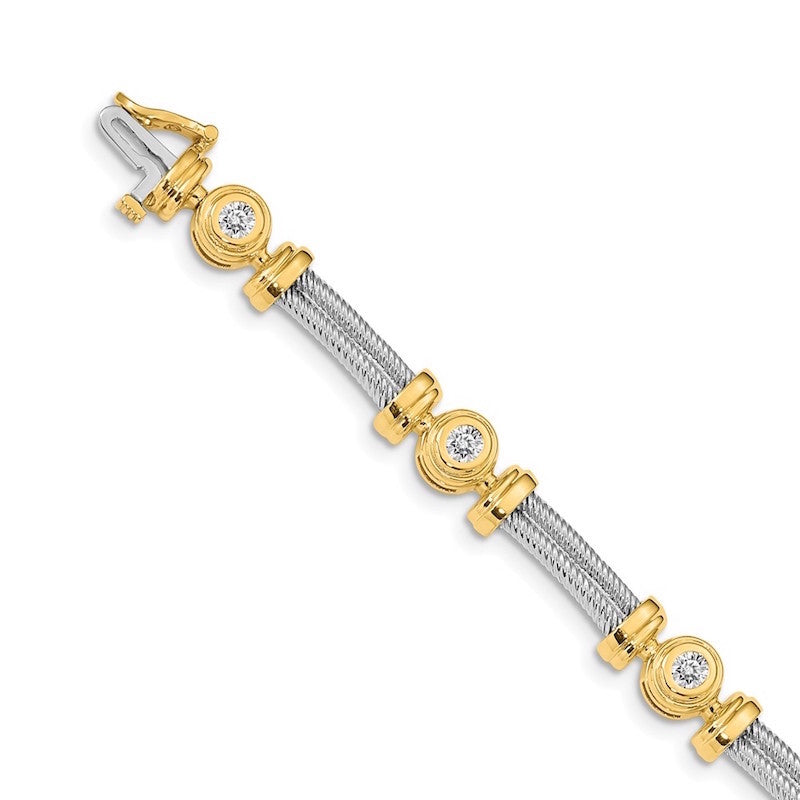 Quality Gold 14k Two-tone AAA Diamond Tennis Bracelet