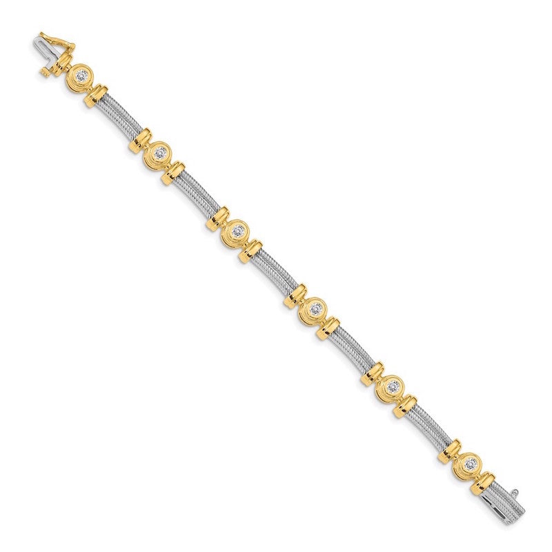 Quality Gold 14k Two-tone AA Diamond Tennis Bracelet