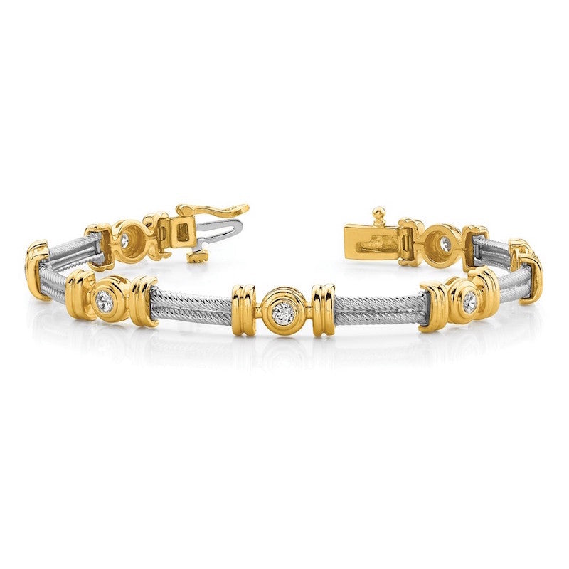 Quality Gold 14k Two-tone AA Diamond Tennis Bracelet