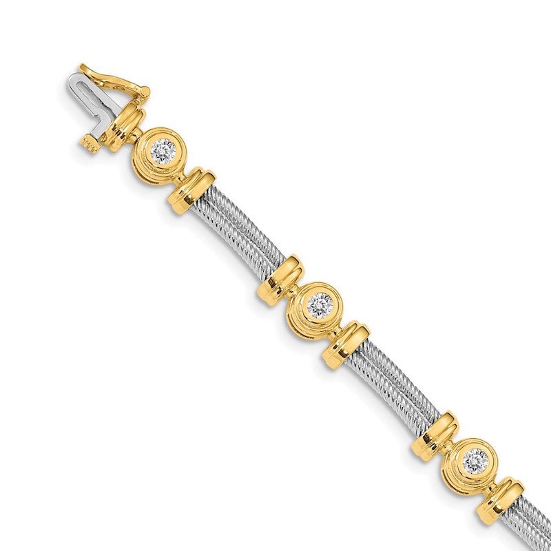 Quality Gold 14k Two-tone AA Diamond Tennis Bracelet