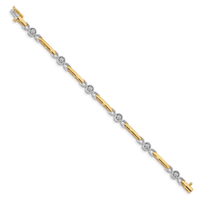 Quality Gold 14k Two-tone AAA Diamond Tennis Bracelet