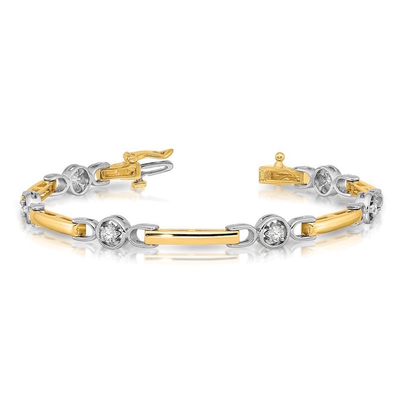 Quality Gold 14k Two-tone AAA Diamond Tennis Bracelet