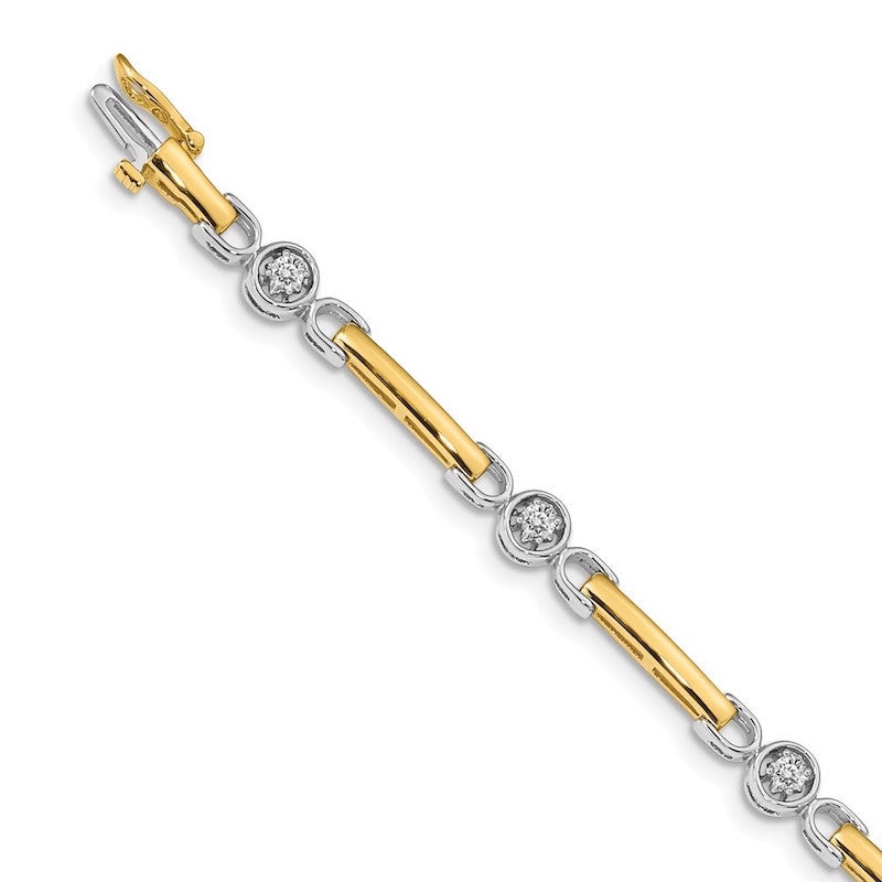 Quality Gold 14k Two-tone AAA Diamond Tennis Bracelet