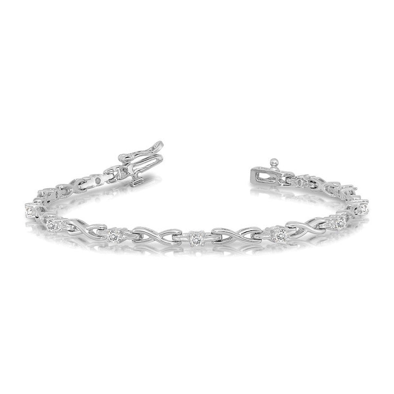 Quality Gold 14k White Gold AAA Diamond Tennis Bracelet