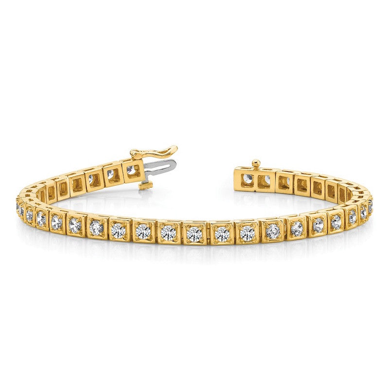 Quality Gold 14k Yellow Gold AAA Diamond Tennis Bracelet