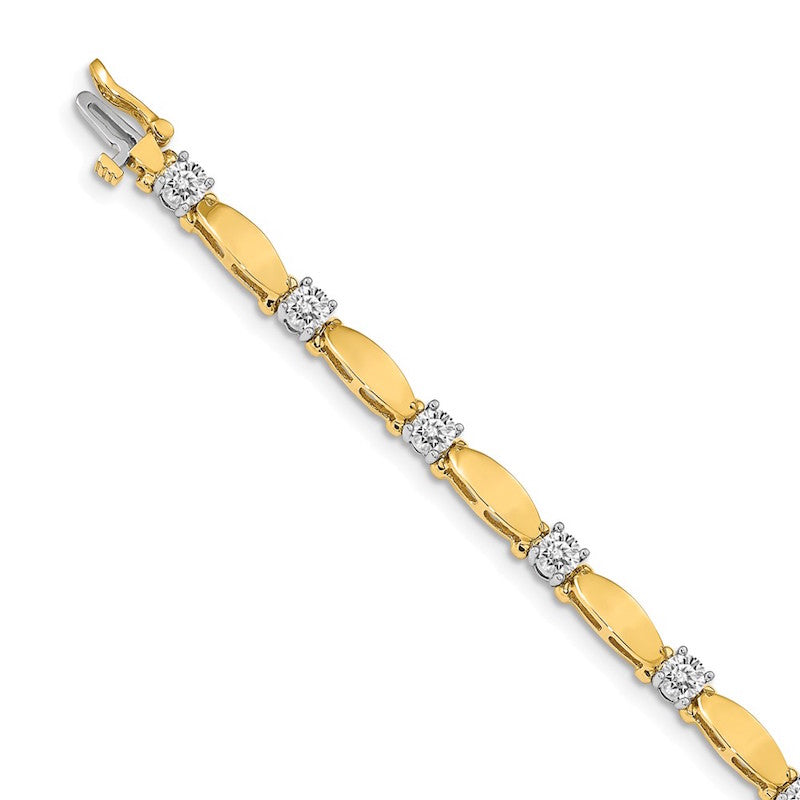 Quality Gold 14k Yellow Gold AAA Diamond Tennis Bracelet