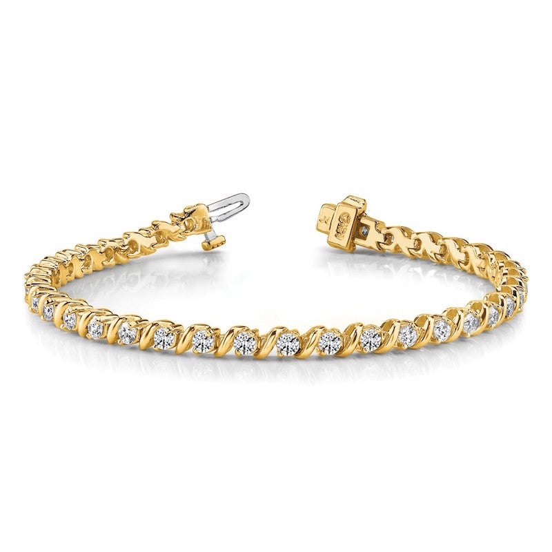 Quality Gold 14k Yellow Gold AAA Diamond Tennis Bracelet