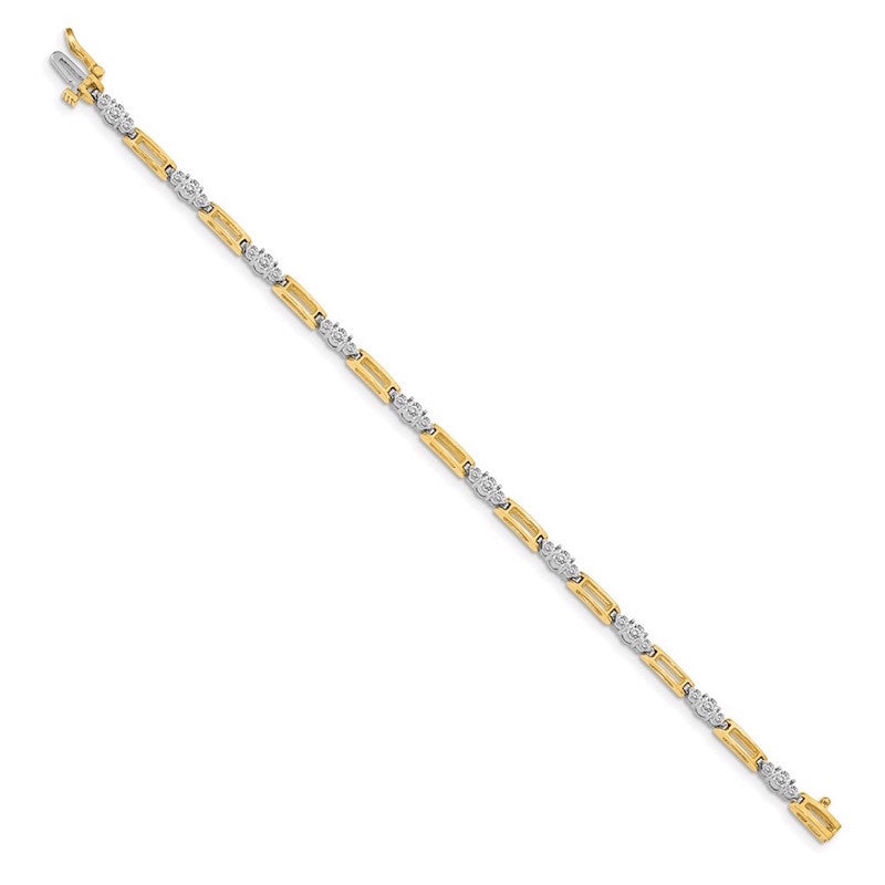 Quality Gold 14k Two-tone AAA Diamond Tennis Bracelet