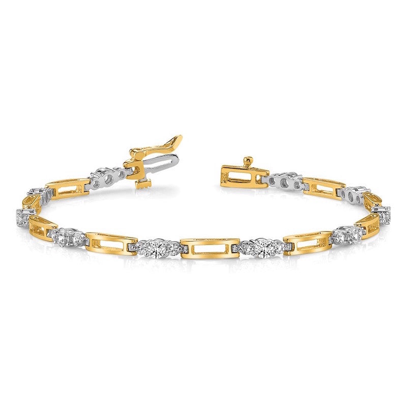 Quality Gold 14k Two-tone AAA Diamond Tennis Bracelet