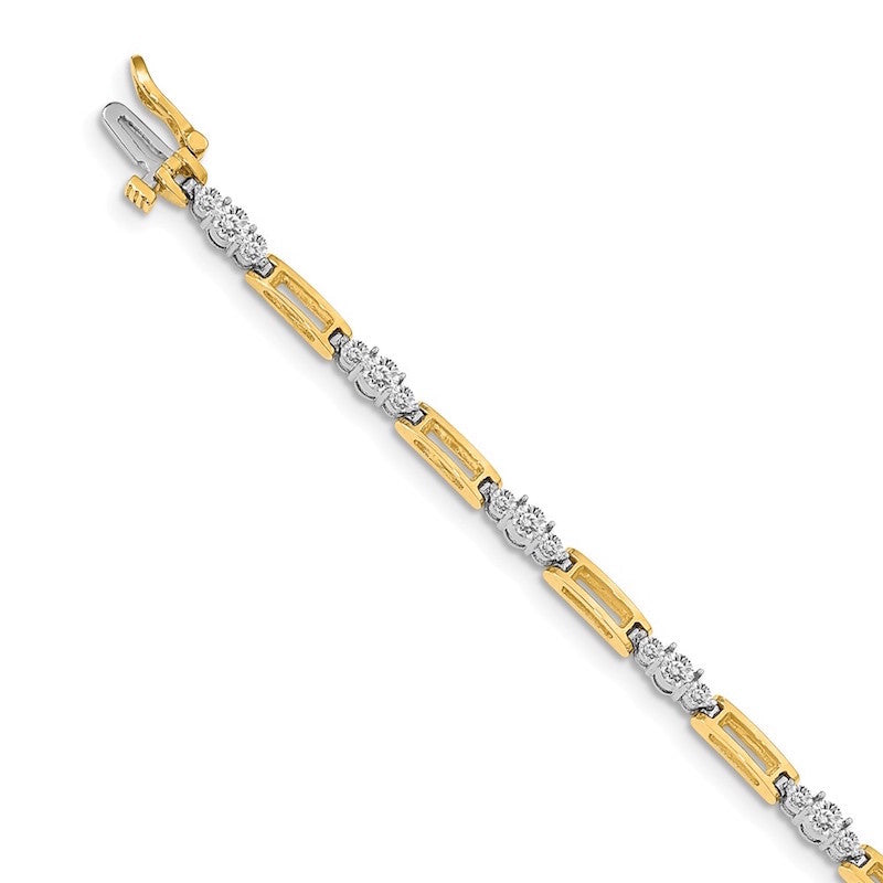 Quality Gold 14k Two-tone AAA Diamond Tennis Bracelet