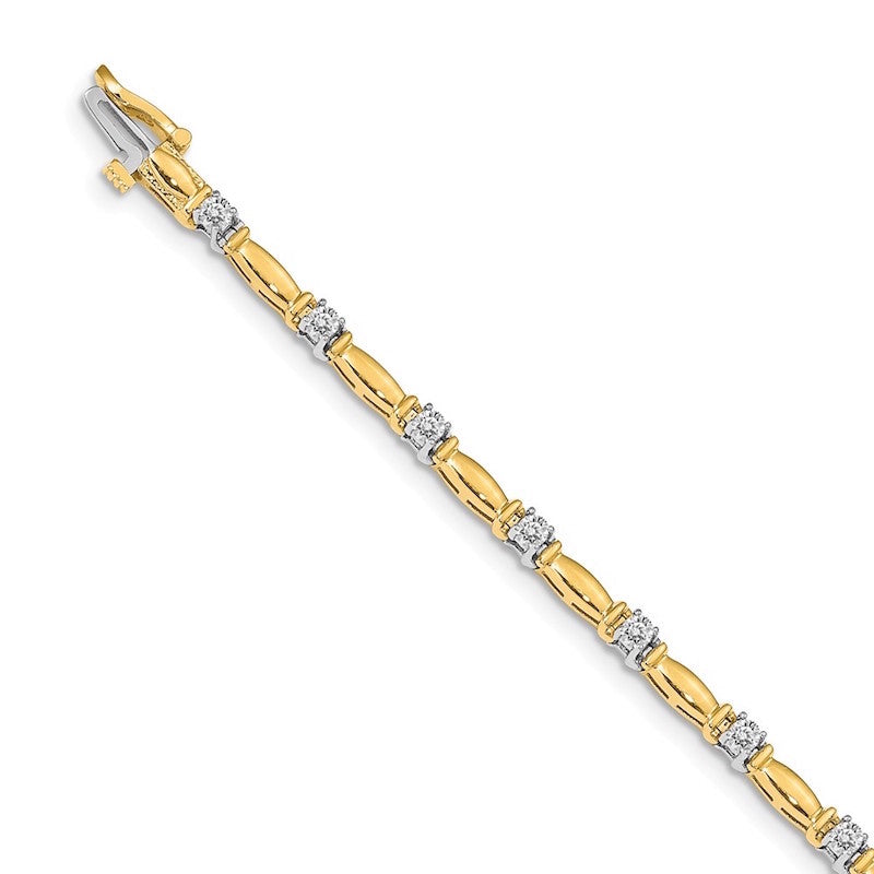 Quality Gold 14k Yellow Gold AAA Diamond Tennis Bracelet