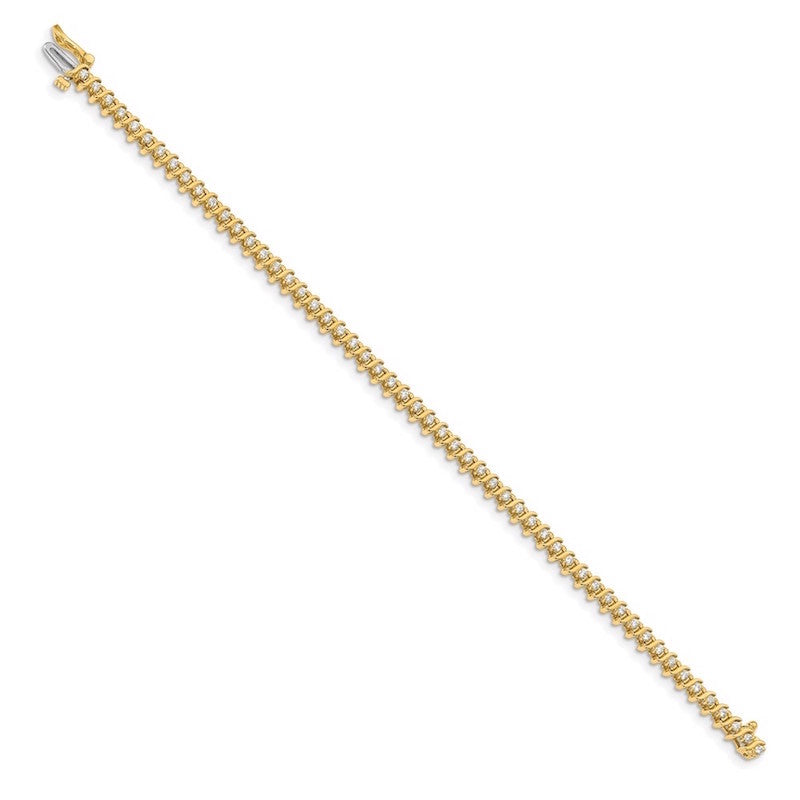 Quality Gold 14k Yellow Gold 1.6mm Diamond Tennis Bracelet