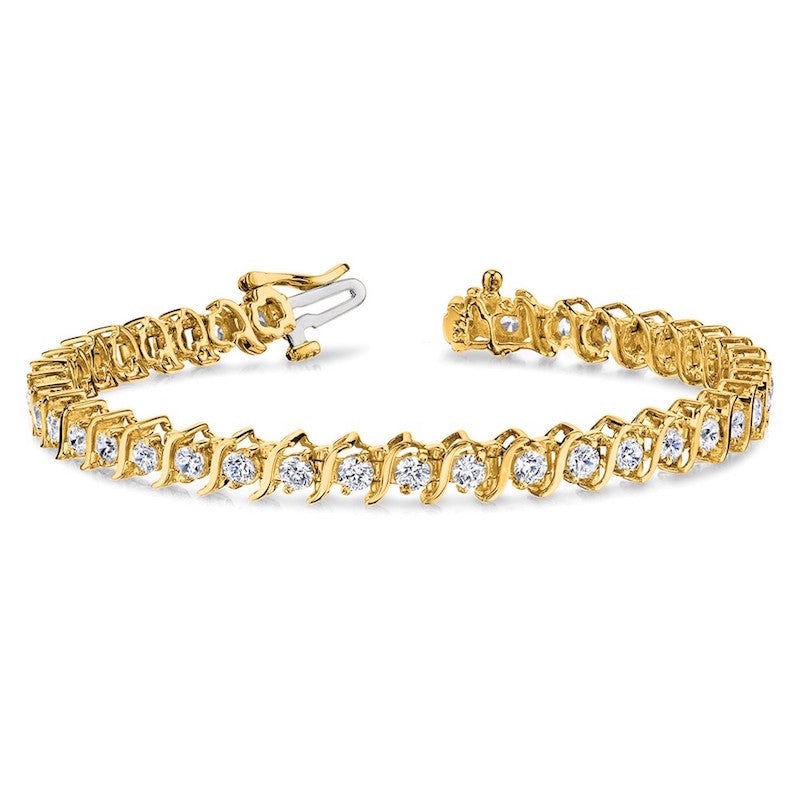 Quality Gold 14k Yellow Gold 1.6mm Diamond Tennis Bracelet