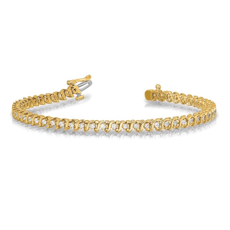 Quality Gold 14k Yellow Gold 1.6mm Diamond Tennis Bracelet