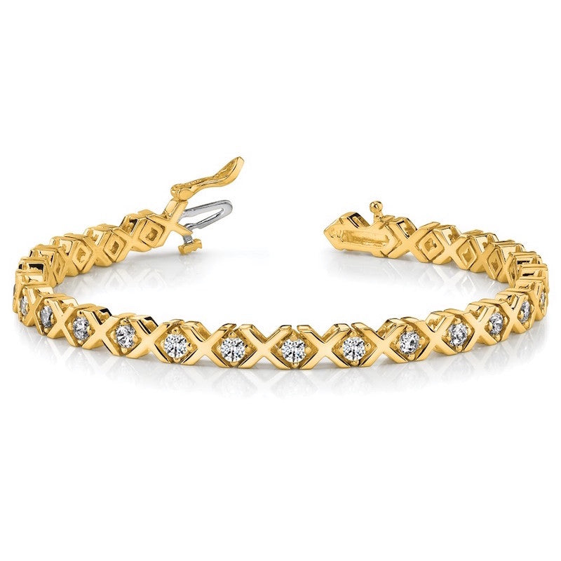 Quality Gold 14k Yellow Gold AAA Diamond Tennis Bracelet