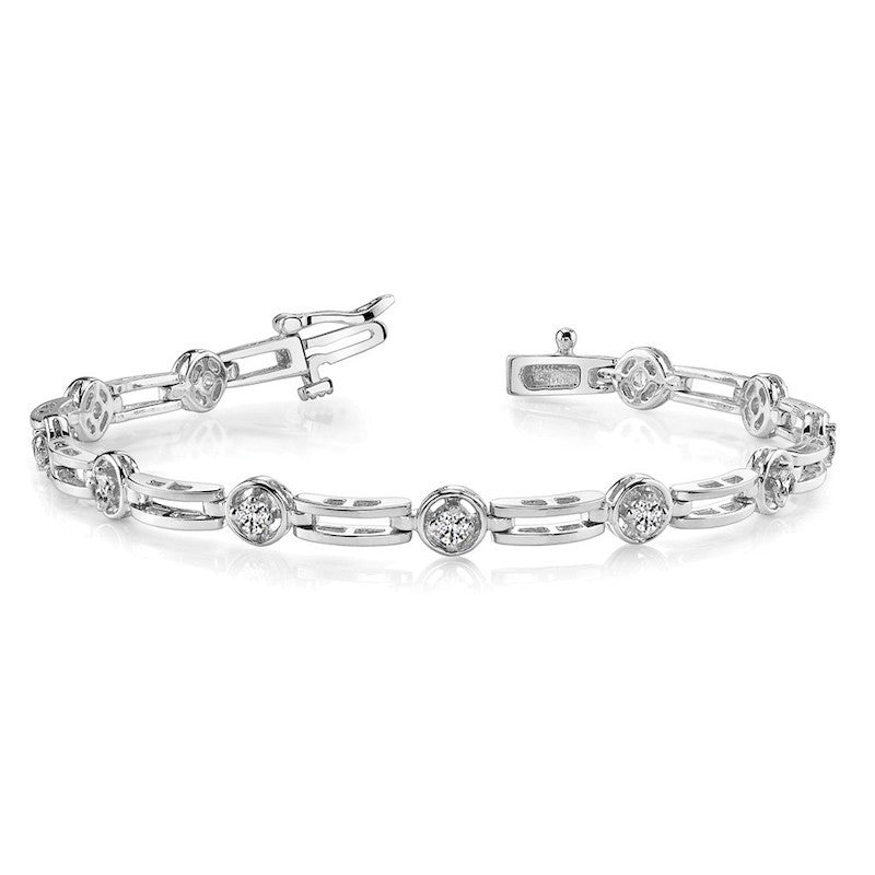 Quality Gold 14k White Gold AA Diamond Tennis Bracelet