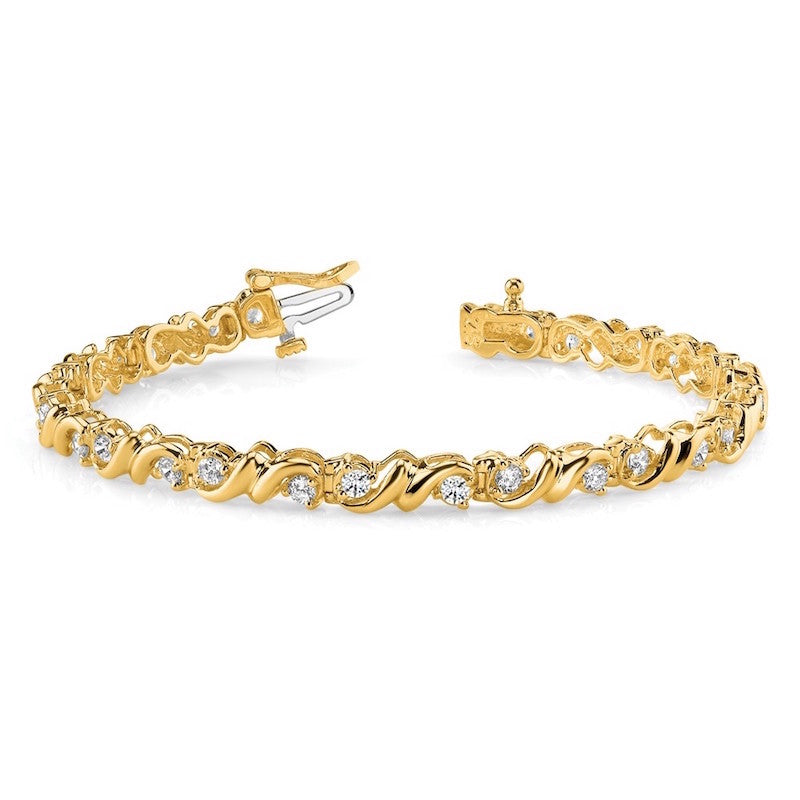 Quality Gold 14k Yellow Gold AAA Diamond Tennis Bracelet