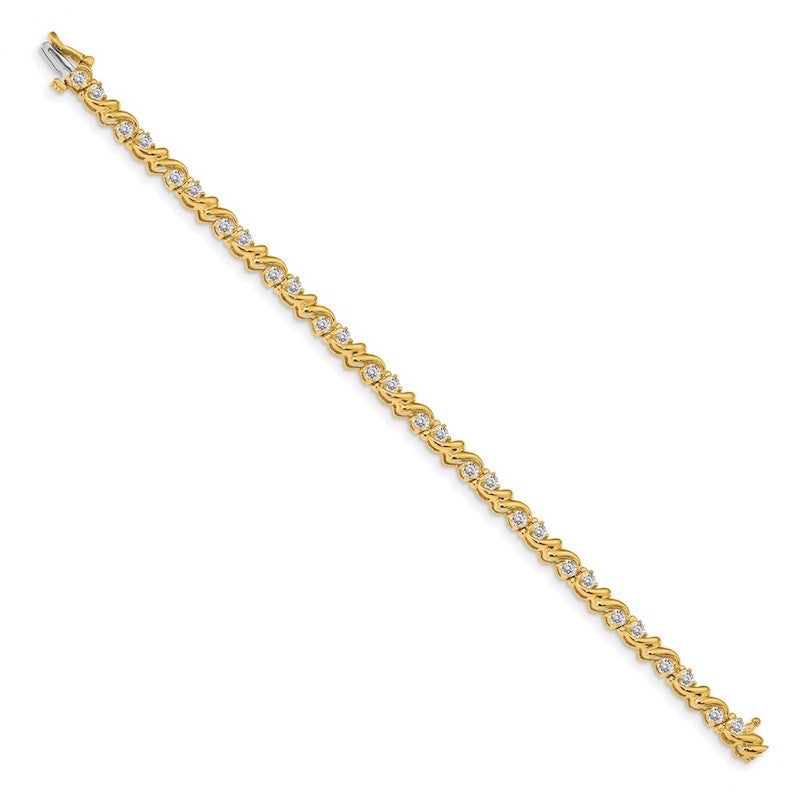 Quality Gold 14k Yellow Gold 2.4mm Diamond Tennis Bracelet